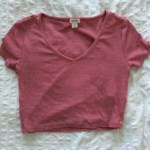 Garage Red Striped Crop Top